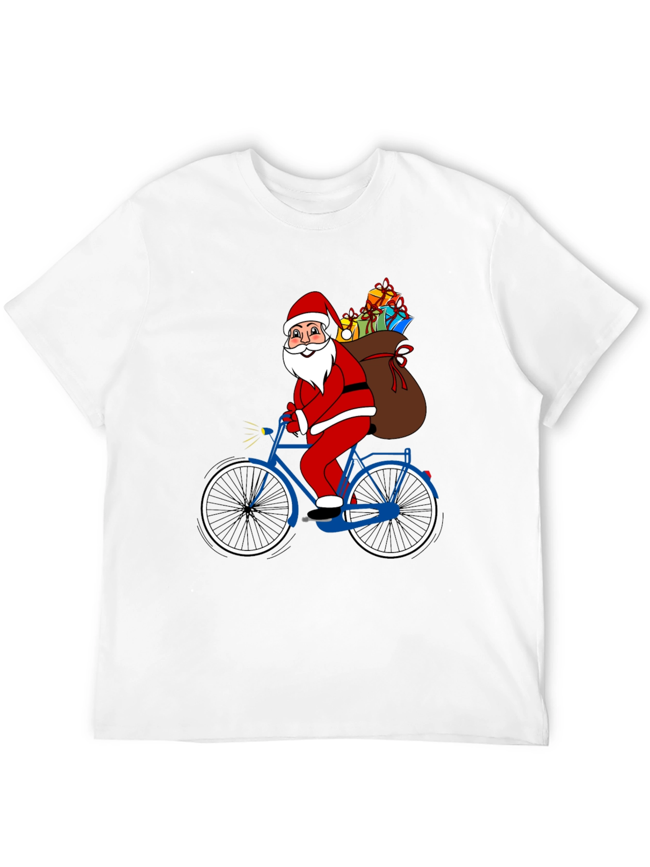 Santa Claus on Bicycle T-Shirt - Holiday Festive Tee