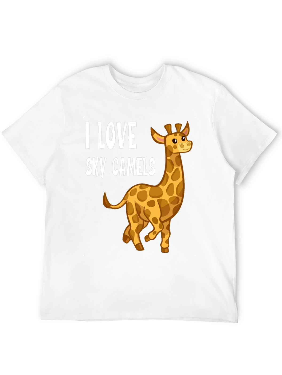 I Love Sky Camels Giraffe Graphic Black T-Shirt