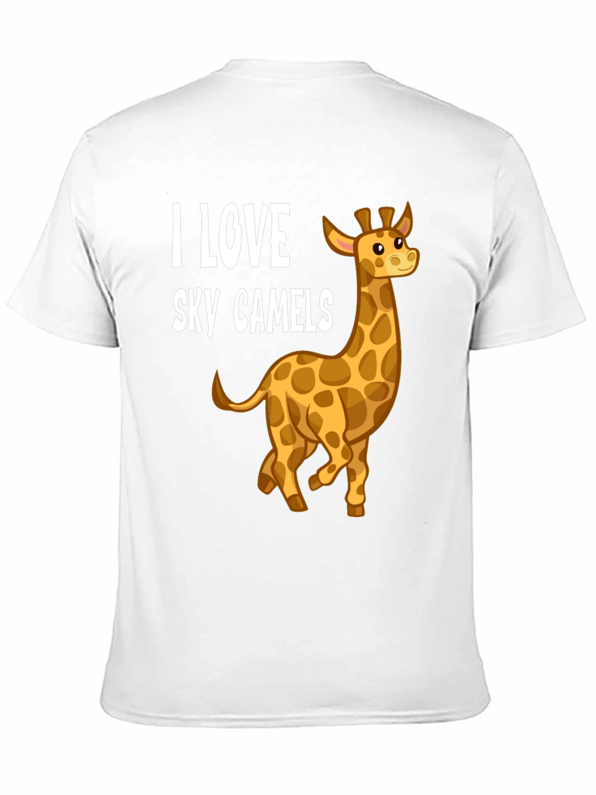 I Love Sky Camels Giraffe Graphic Black T-Shirt