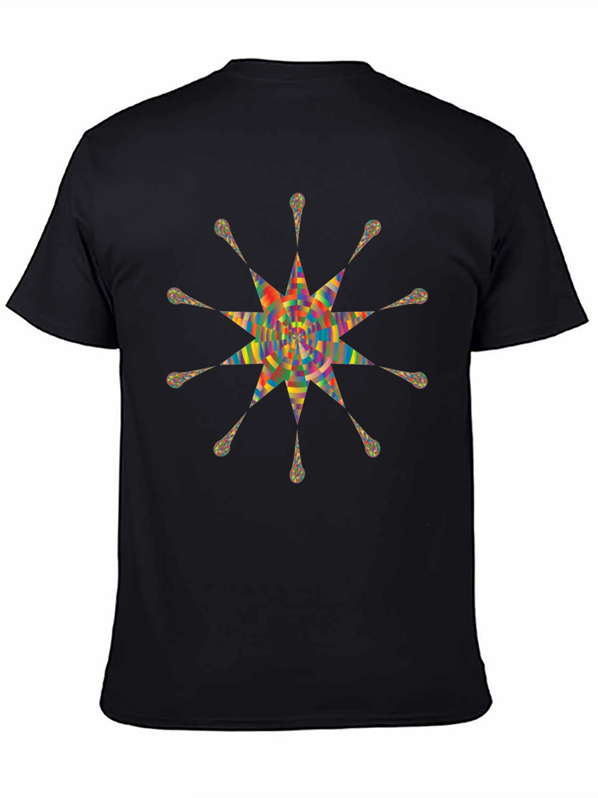 Geometric Starburst Graphic Print Black T-Shirt