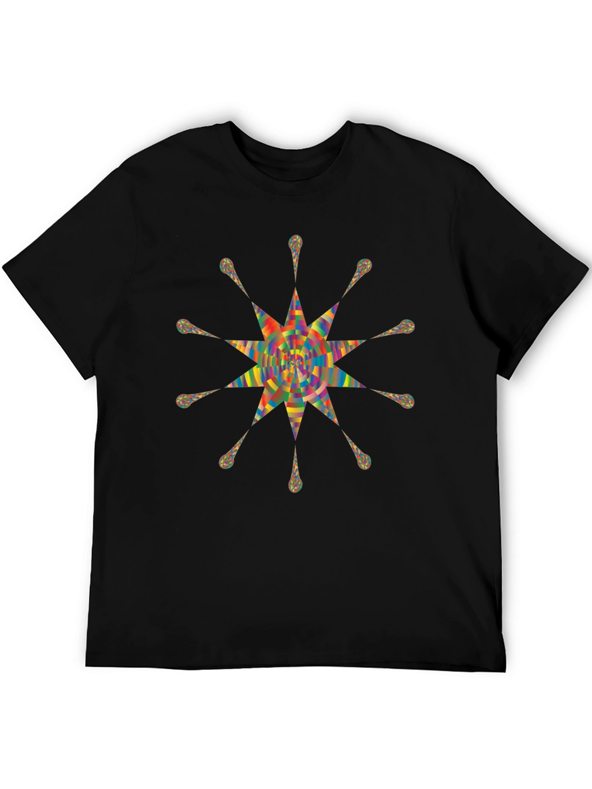 Geometric Starburst Graphic Print Black T-Shirt