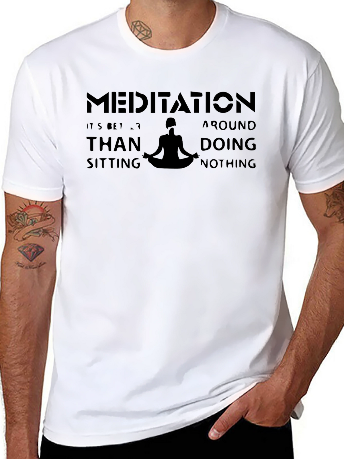 Meditate T-Shirt - Black Graphic Tee for Men