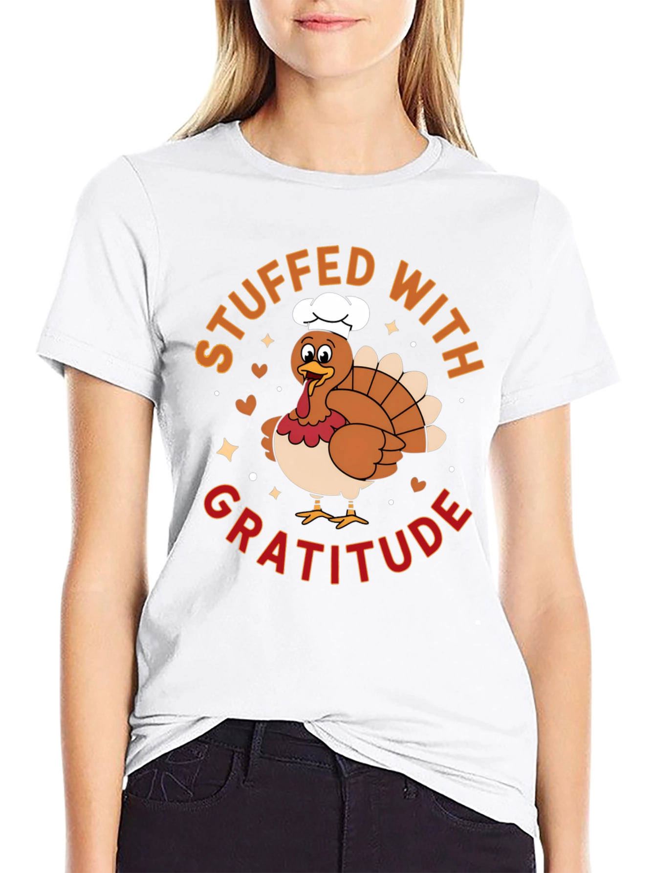 Stuffed with Gratitude Turkey Graphic T-Shirt