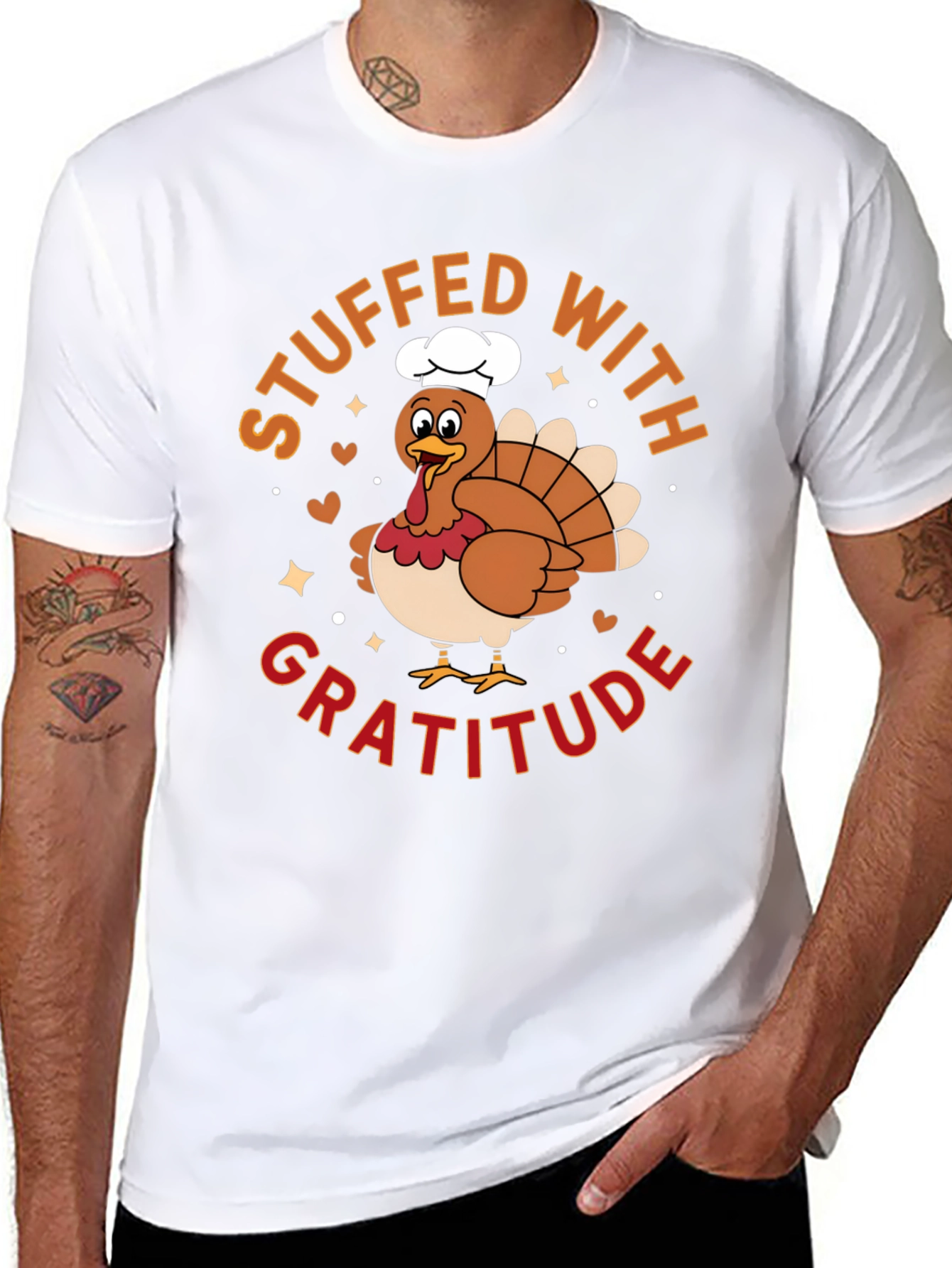 Stuffed with Gratitude Turkey Graphic T-Shirt