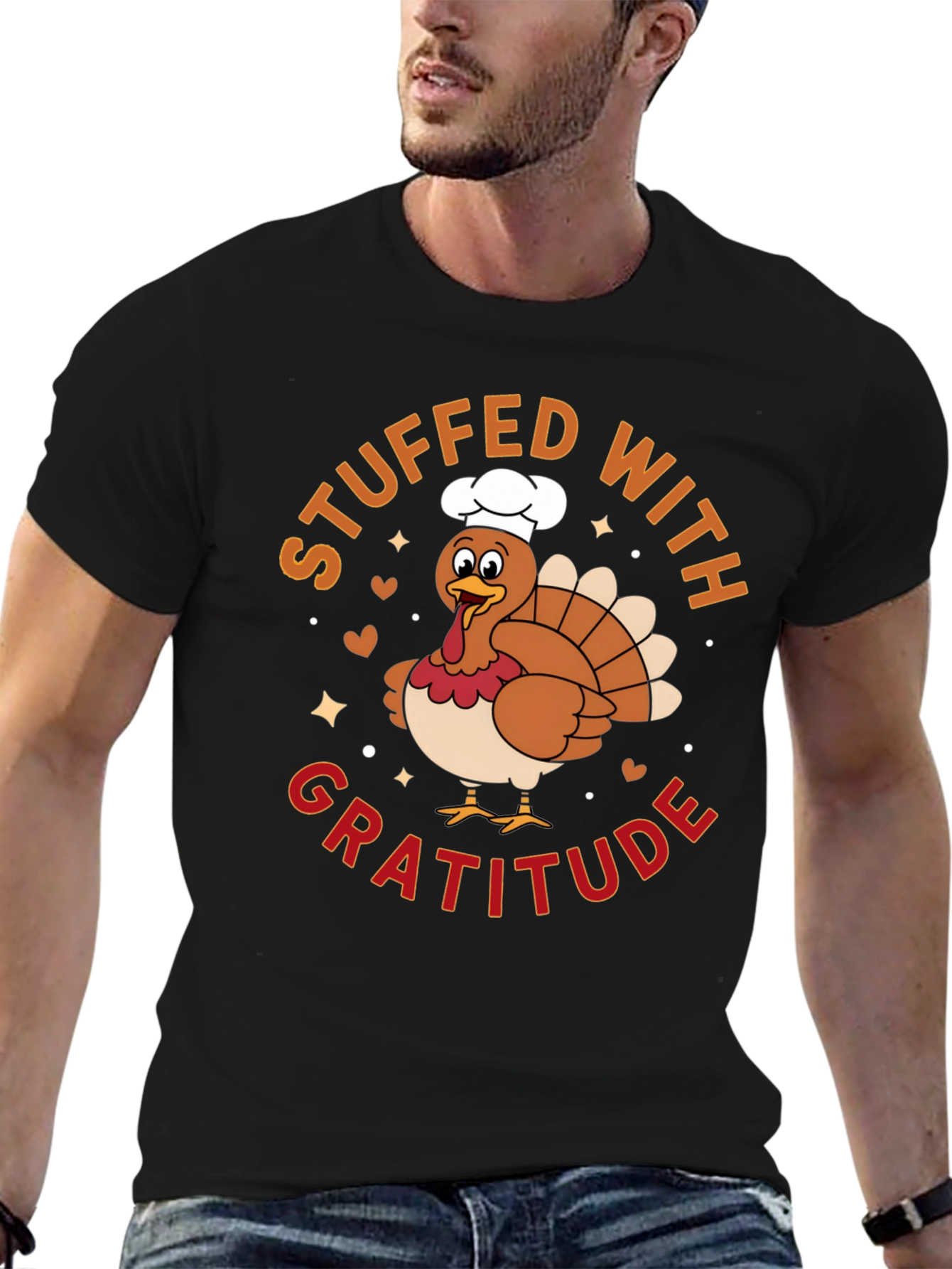 Stuffed with Gratitude Turkey Graphic T-Shirt