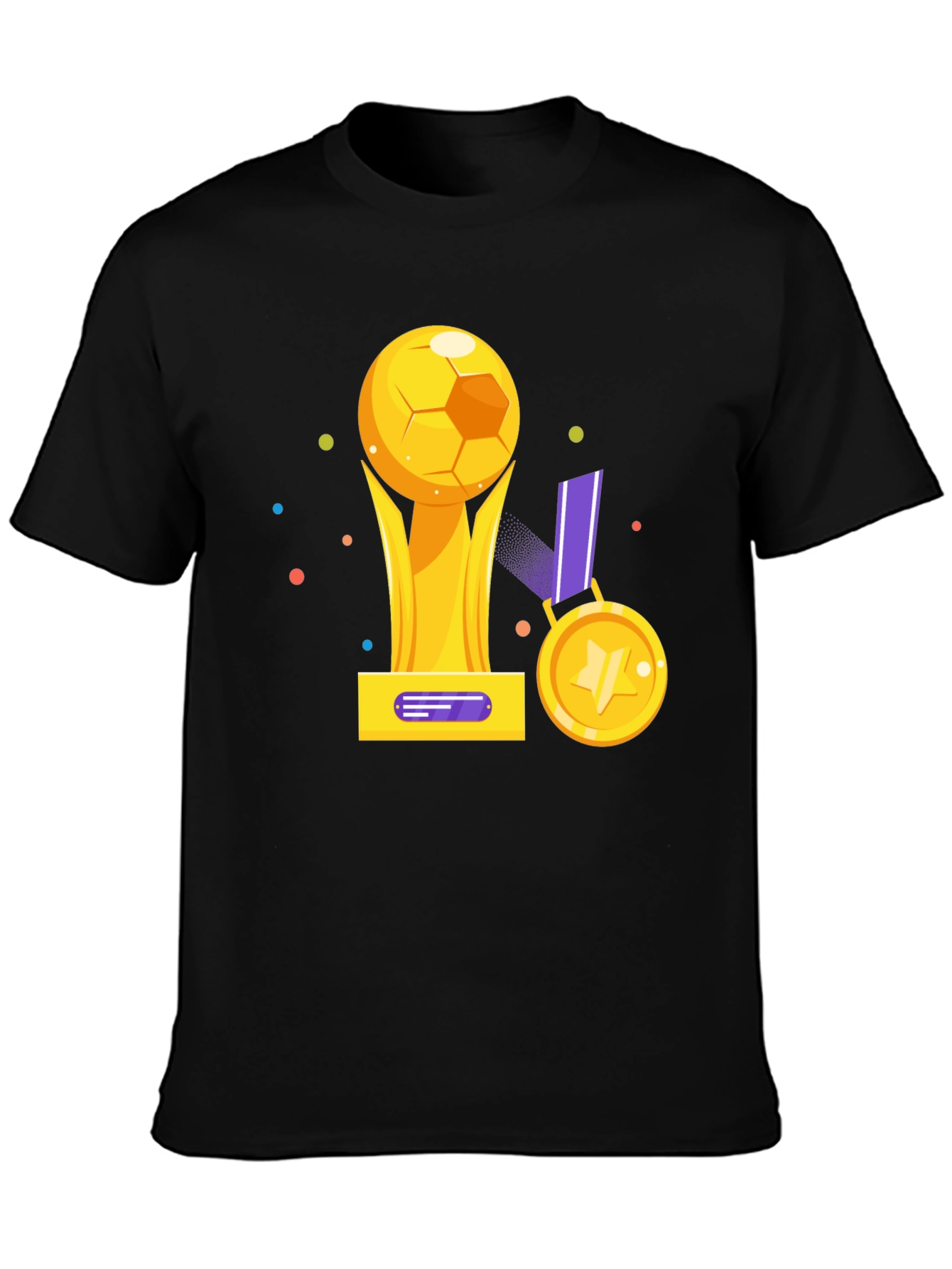 Soccer Trophy Graphic Tee - Sporty Black T-Shirt