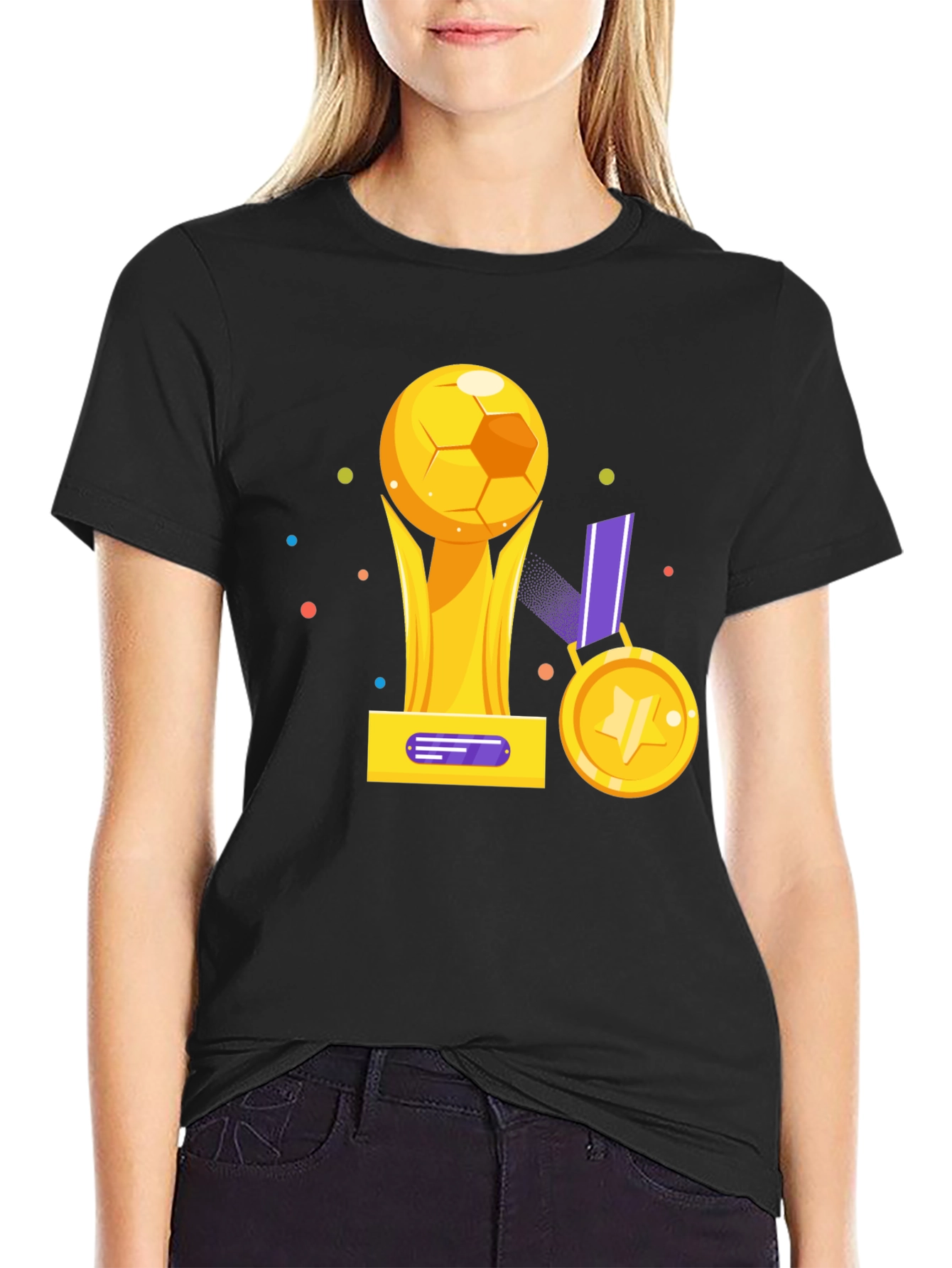 Soccer Trophy Graphic Tee - Sporty Black T-Shirt