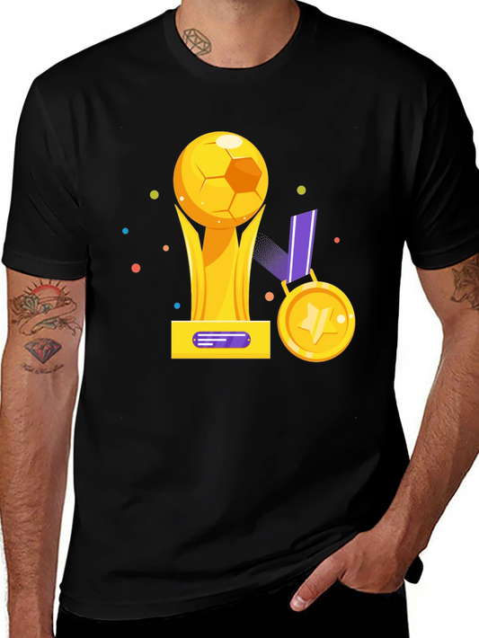 Soccer Trophy Graphic Tee - Sporty Black T-Shirt