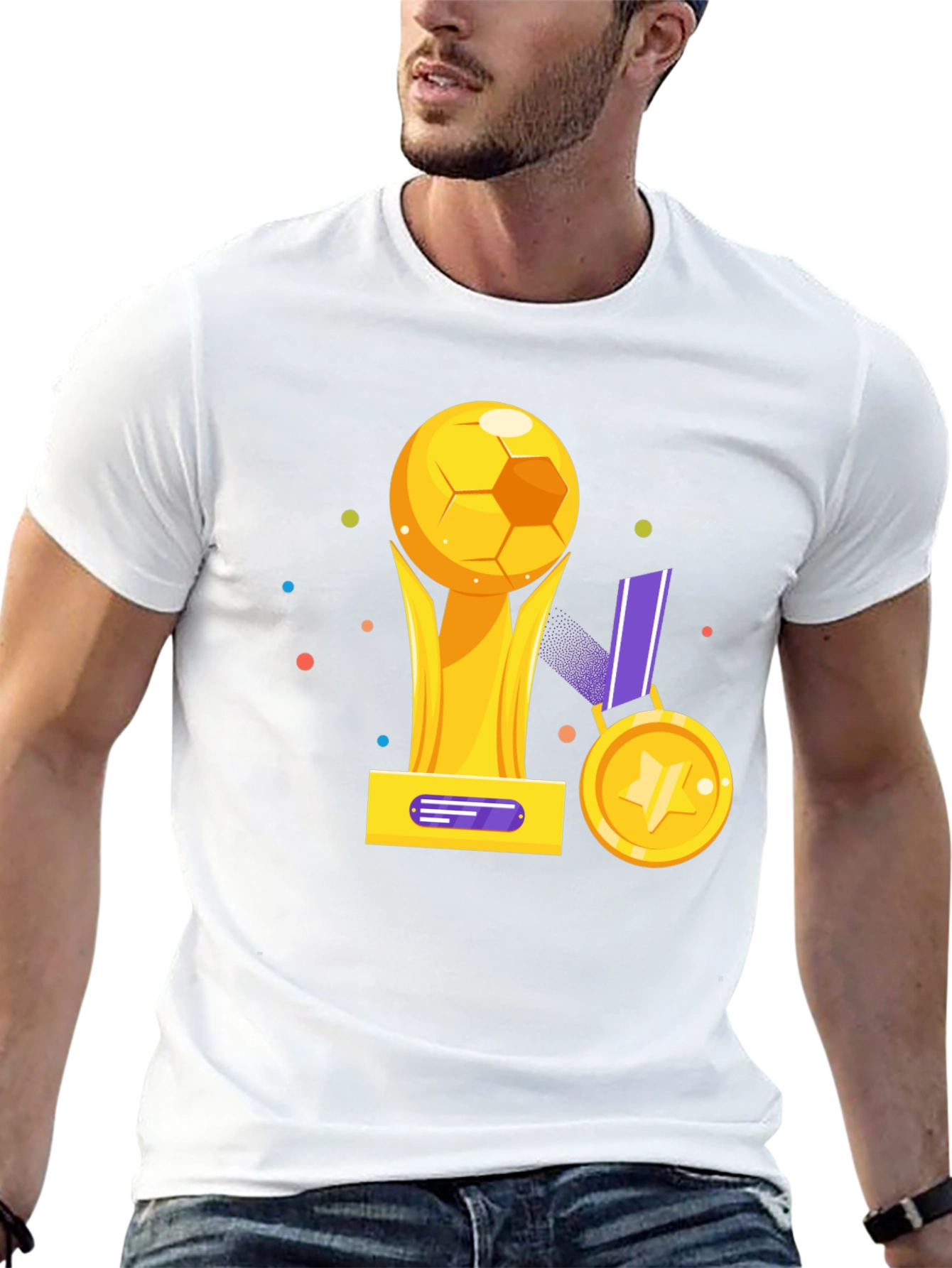 Soccer Trophy Graphic Tee - Sporty Black T-Shirt
