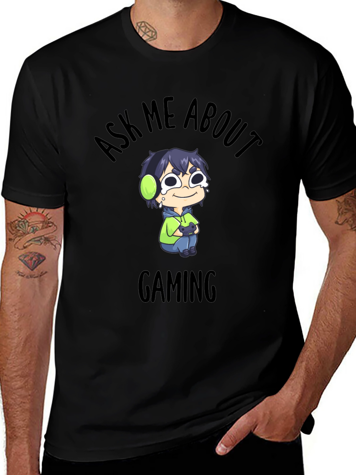 Ask Me About Gaming Black T-Shirt