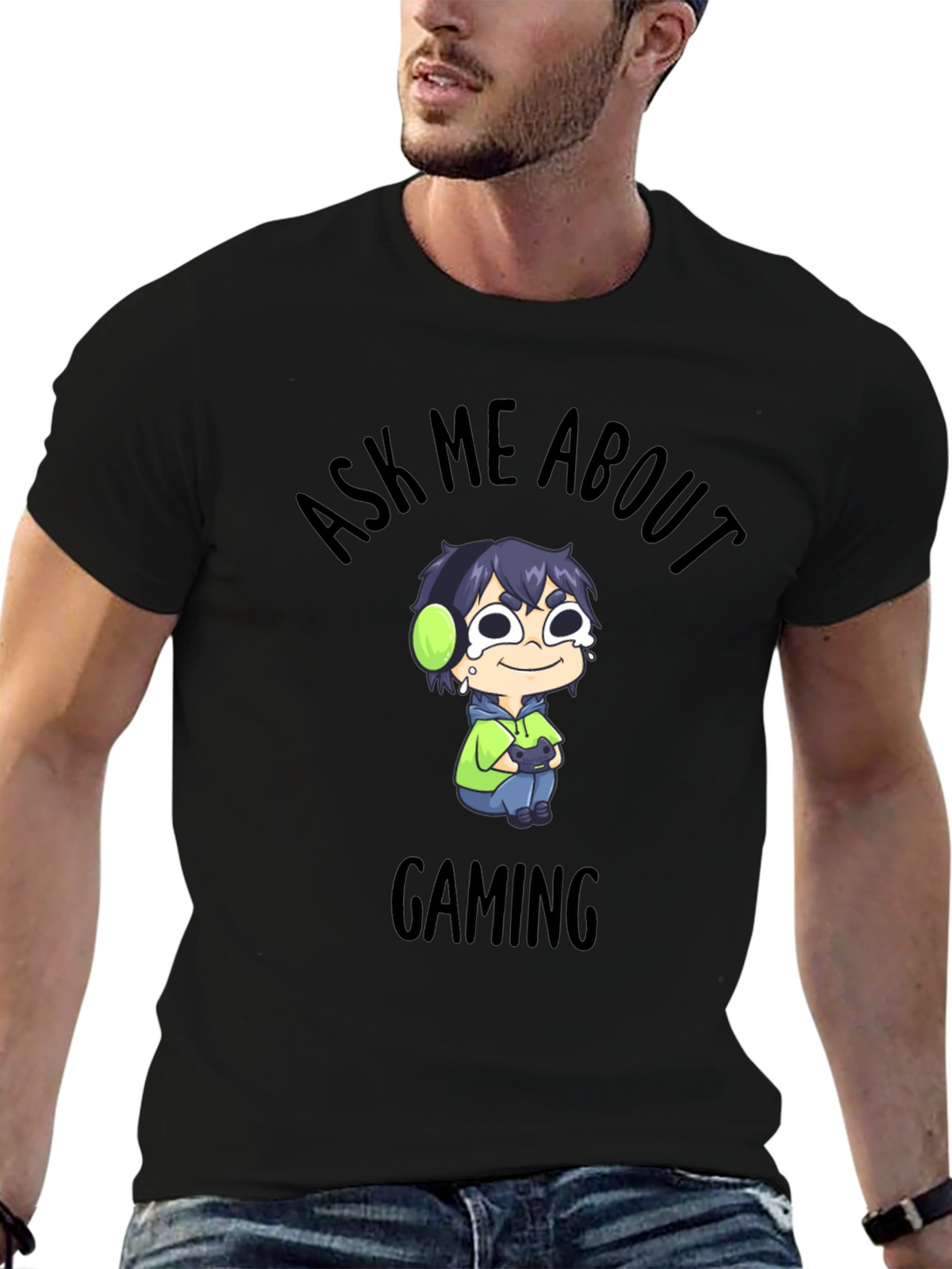 Ask Me About Gaming Black T-Shirt