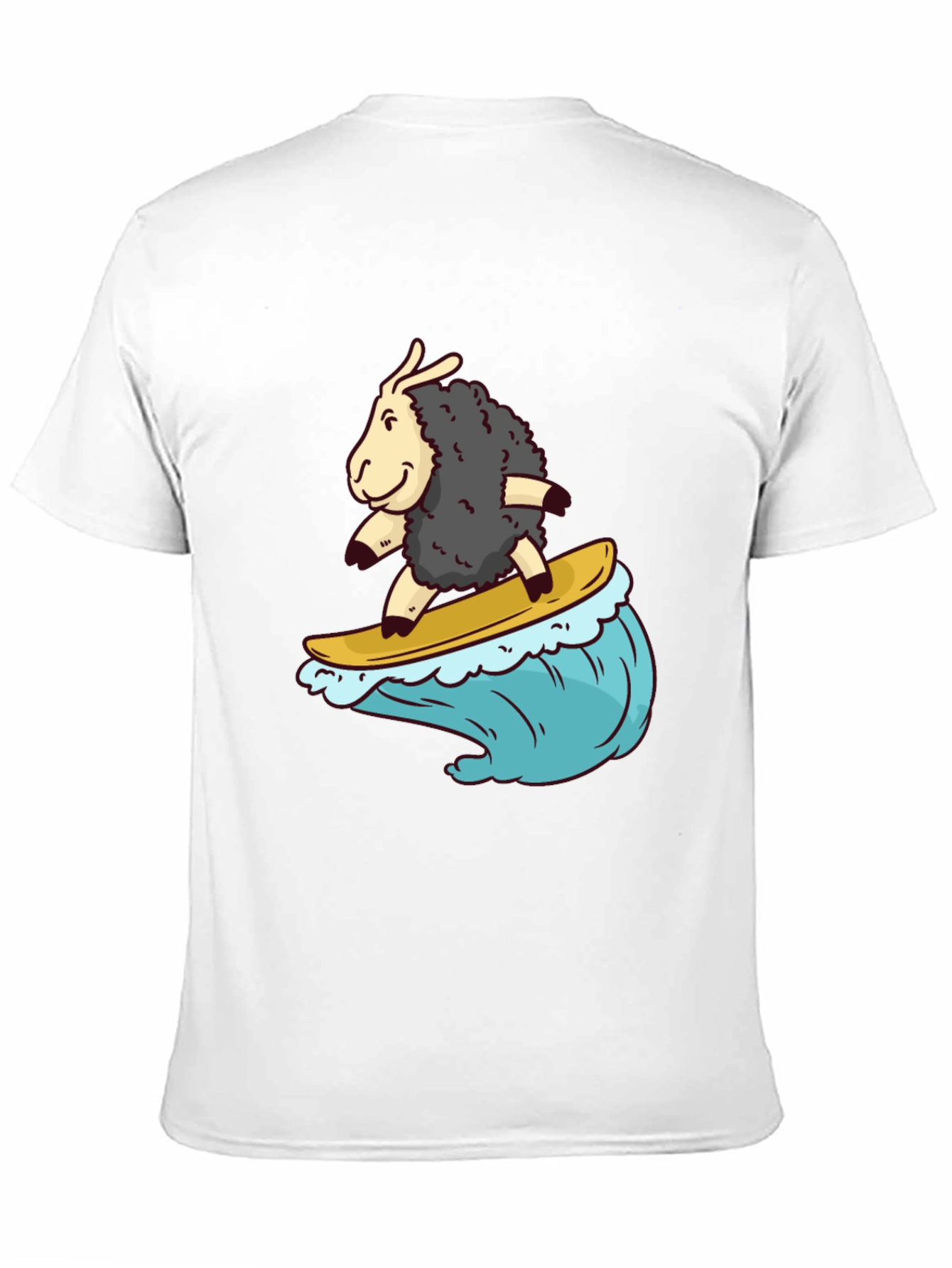 Surfing Sheep T-Shirt - Black Cotton Tee