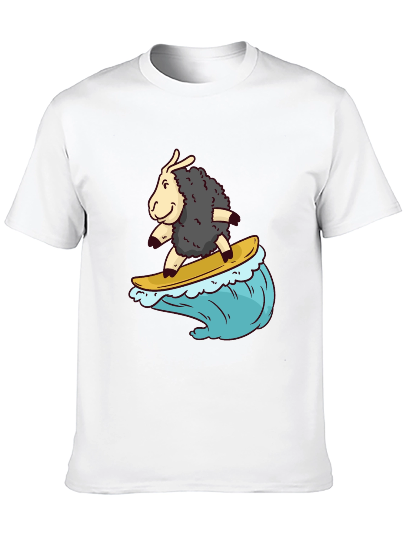 Surfing Sheep T-Shirt - Black Cotton Tee