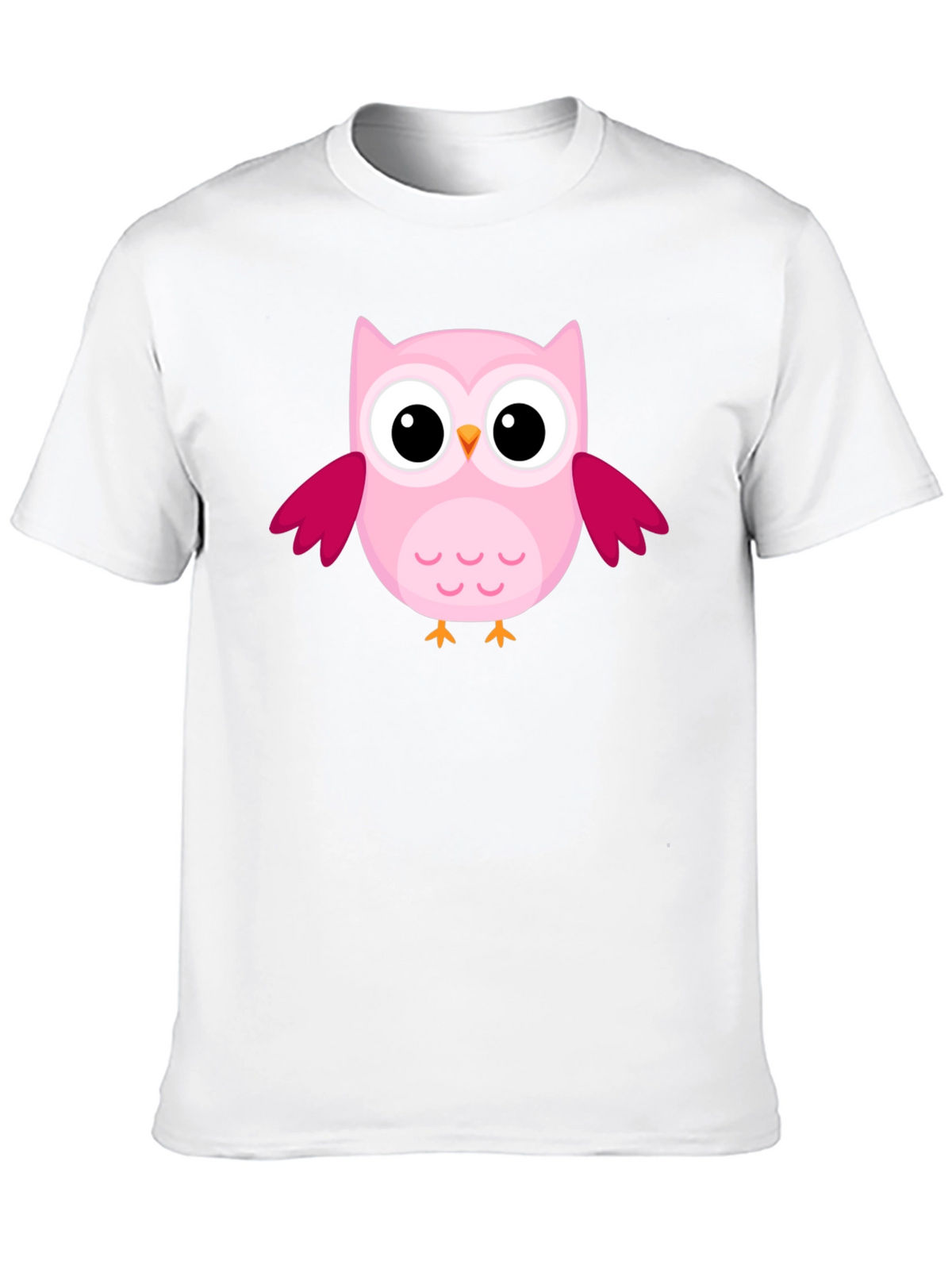 Cute Pink Owl Graphic Black T-Shirt