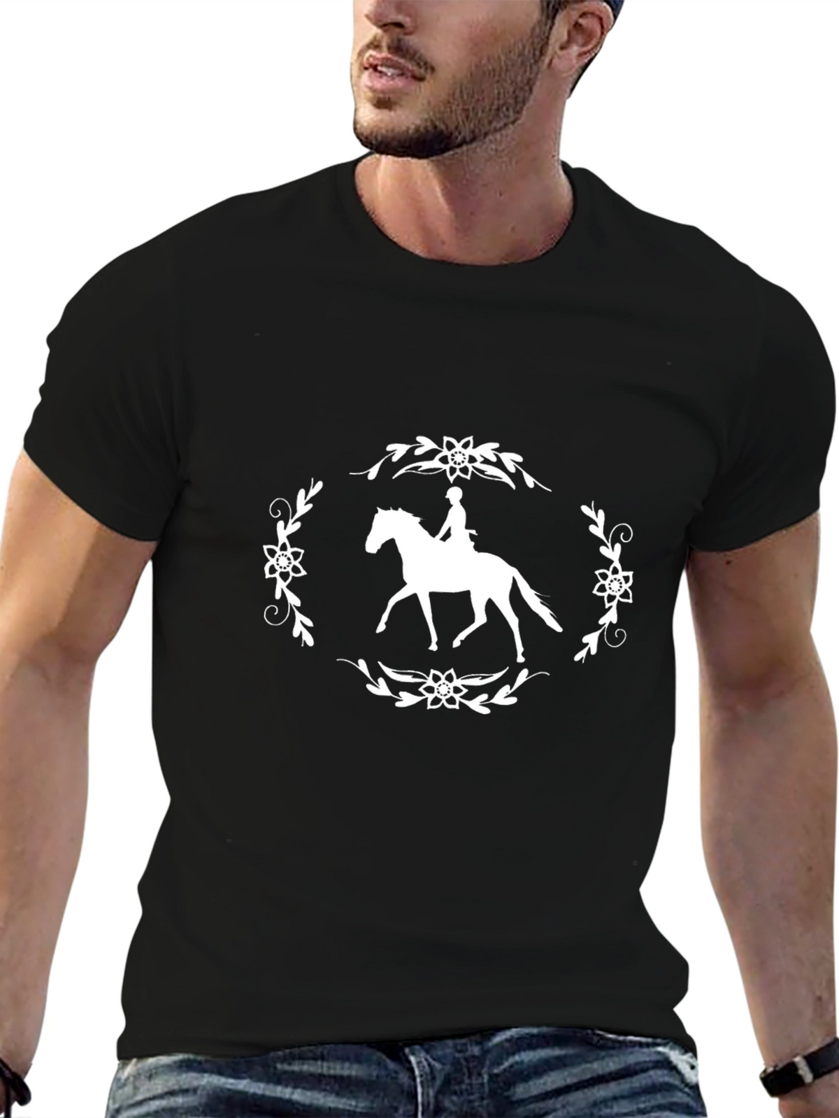Horse Rider Graphic Tee - Stylish Black T-Shirt