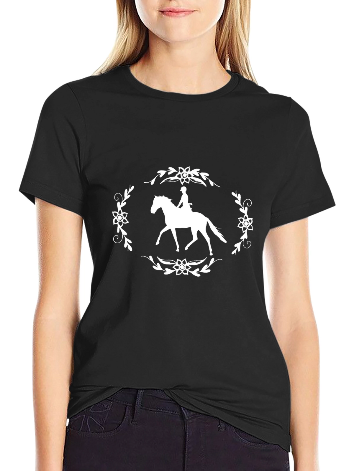 Horse Rider Graphic Tee - Stylish Black T-Shirt