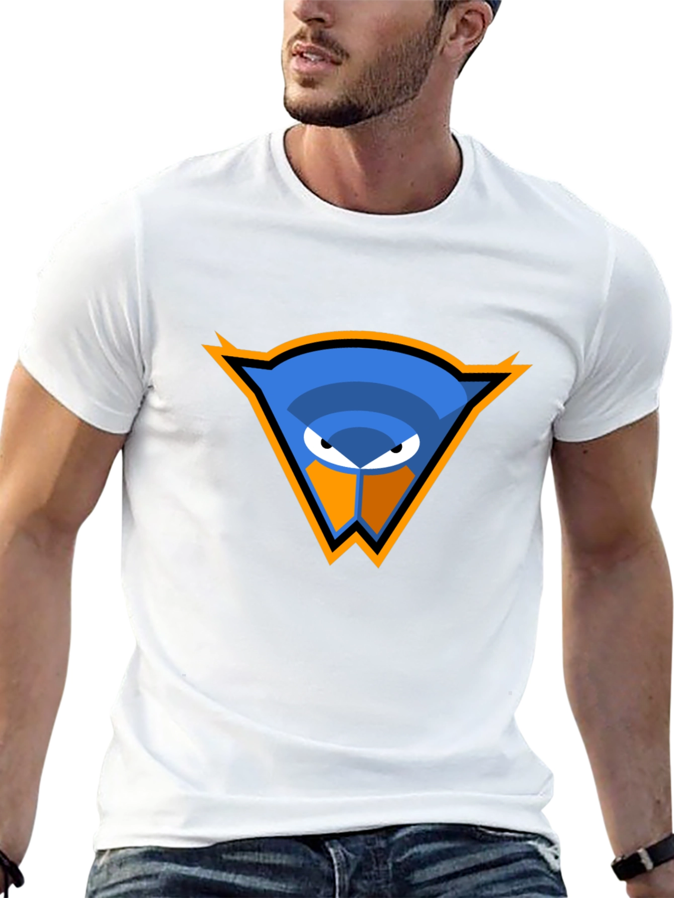 Cool Blue Bird Logo Black T-Shirt