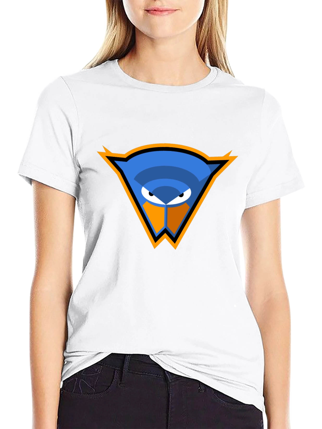 Cool Blue Bird Logo Black T-Shirt