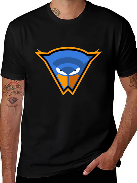 Cool Blue Bird Logo Black T-Shirt