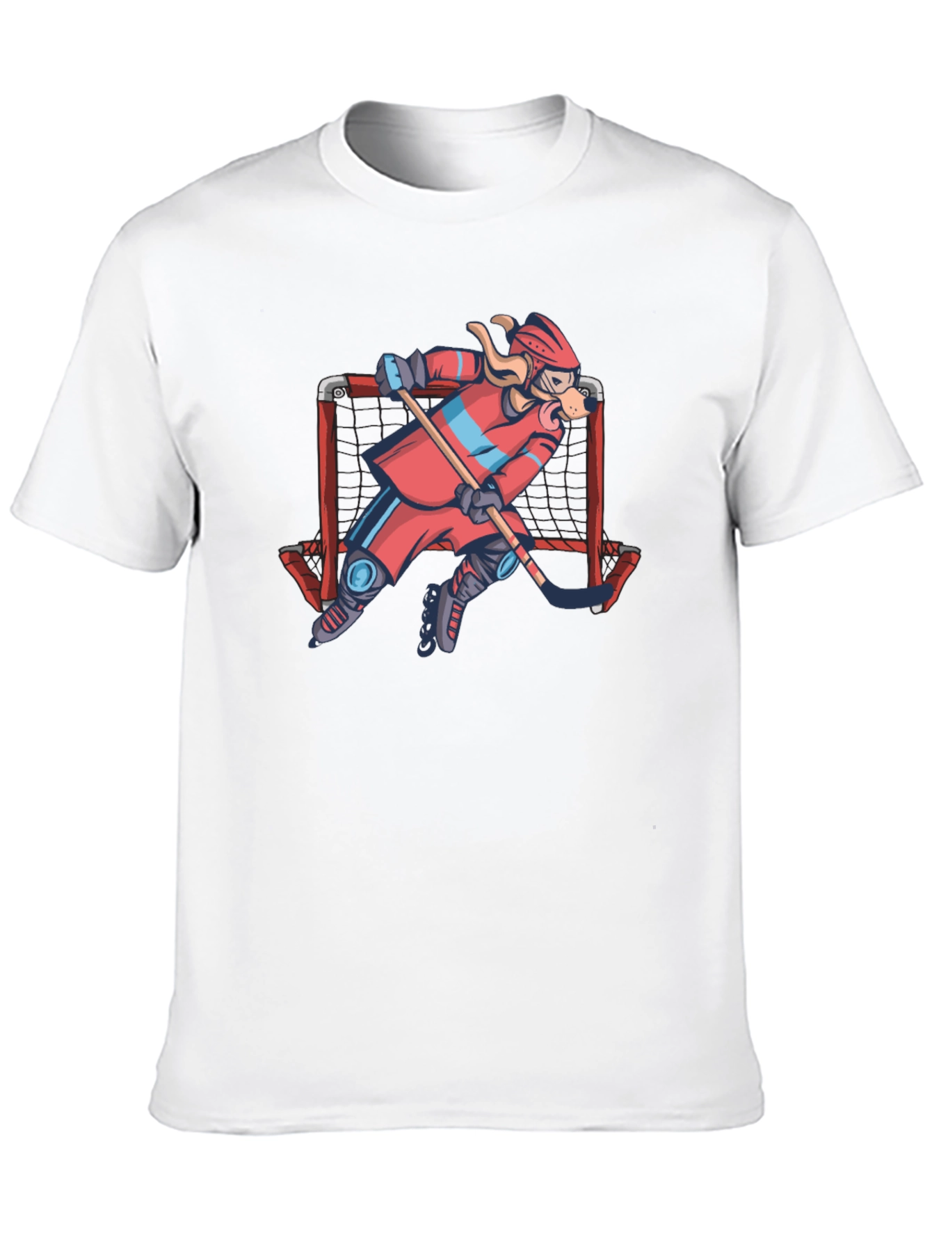 Dog Hockey Player T-Shirt - Novelty Graphic Tee