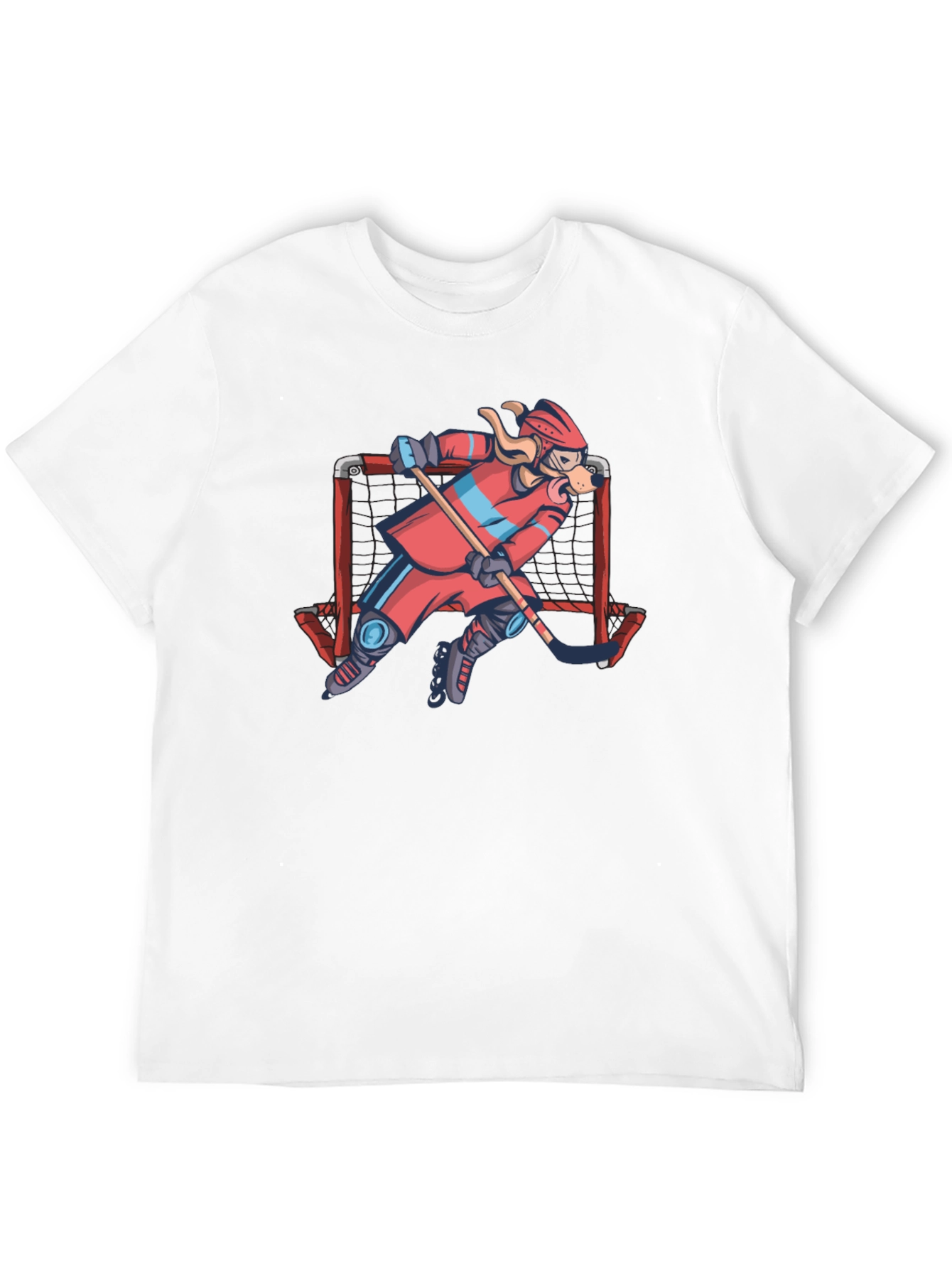 Dog Hockey Player T-Shirt - Novelty Graphic Tee