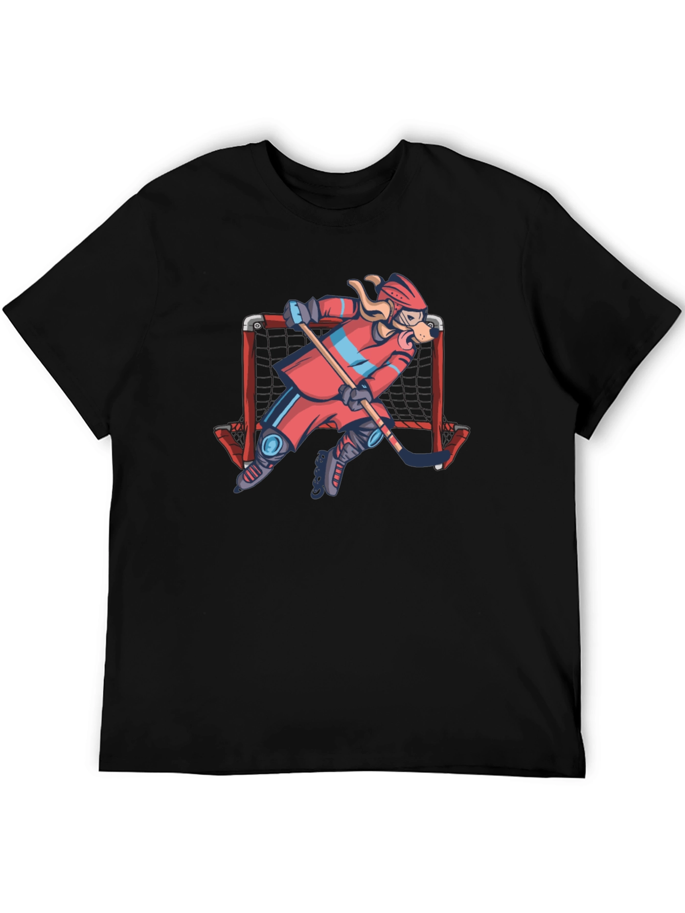 Dog Hockey Player T-Shirt - Novelty Graphic Tee