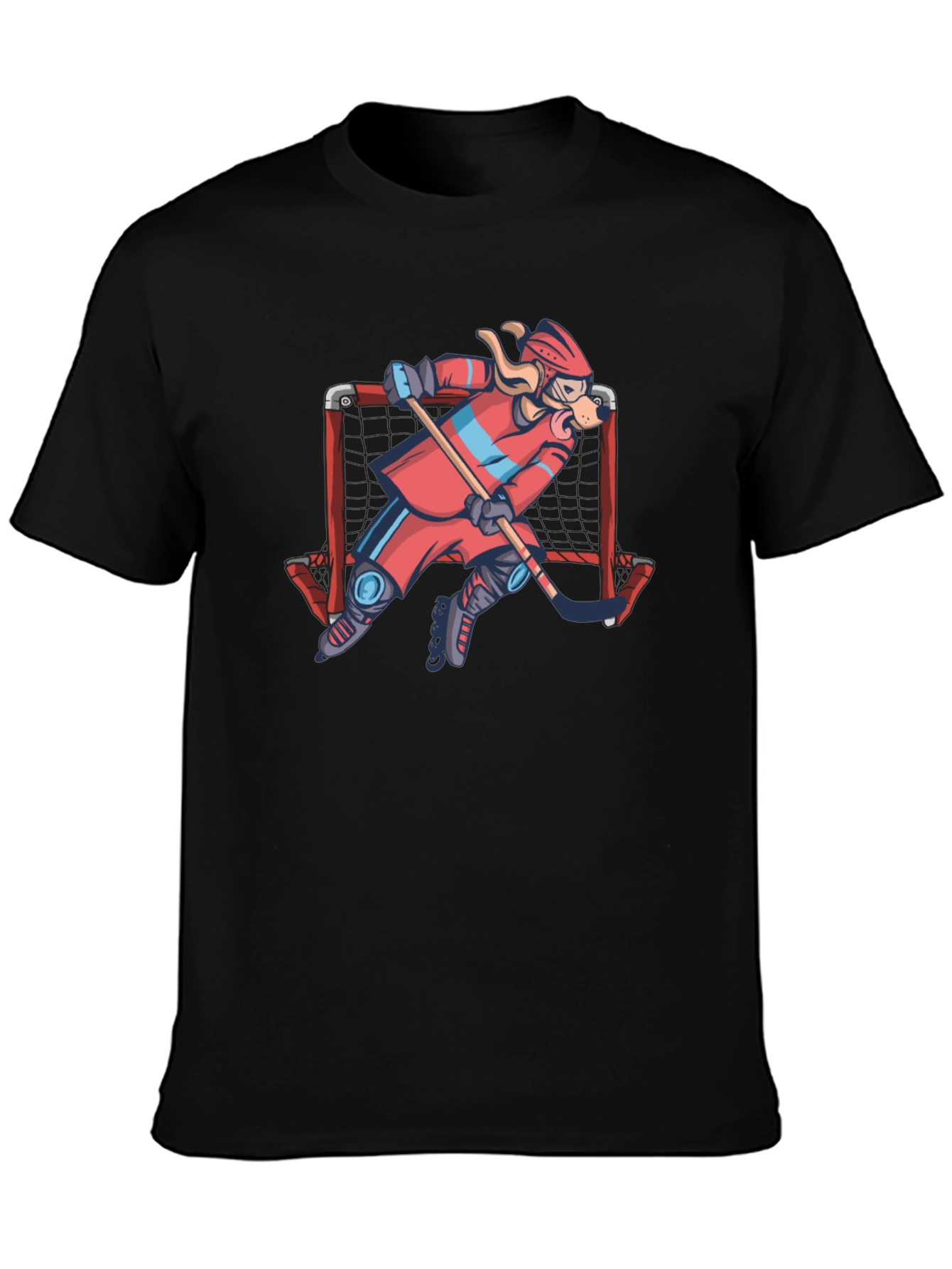 Dog Hockey Player T-Shirt - Novelty Graphic Tee