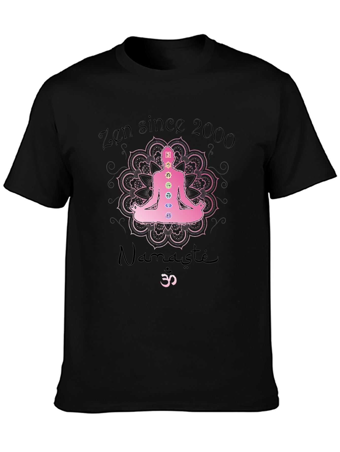 Zen Since 2000 Chakra Mandala Namaste Black T-Shirt