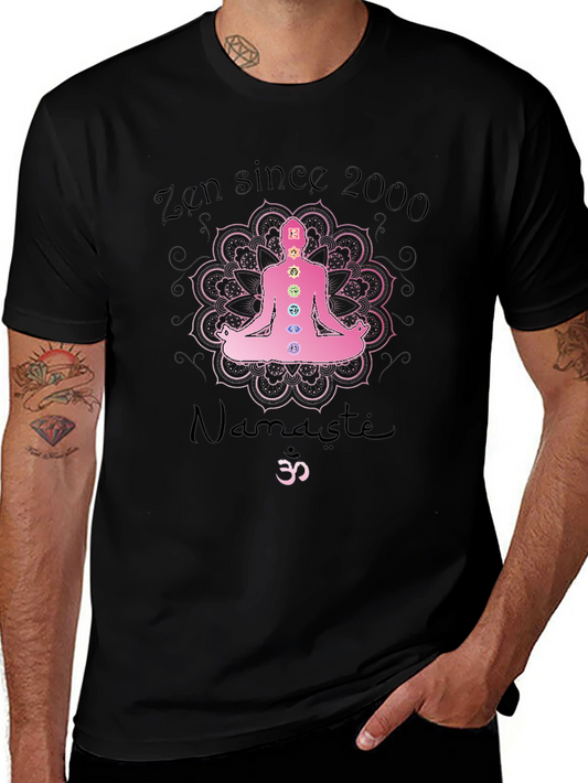 Zen Since 2000 Chakra Mandala Namaste Black T-Shirt