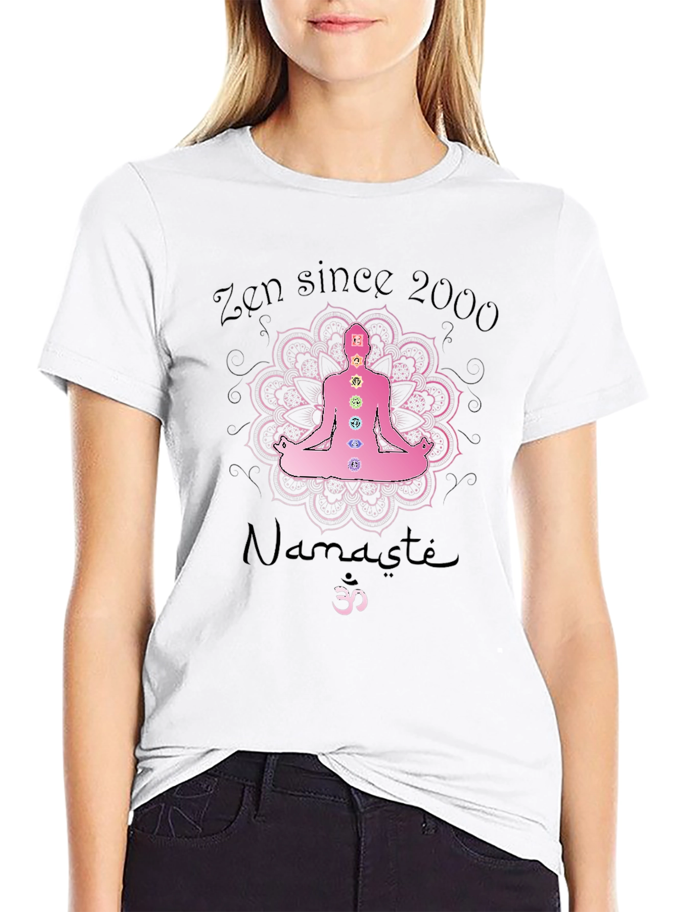 Zen Since 2000 Chakra Mandala Namaste Black T-Shirt