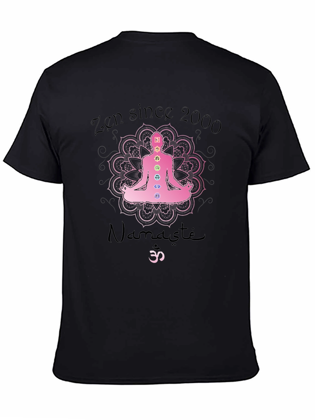 Zen Since 2000 Chakra Mandala Namaste Black T-Shirt