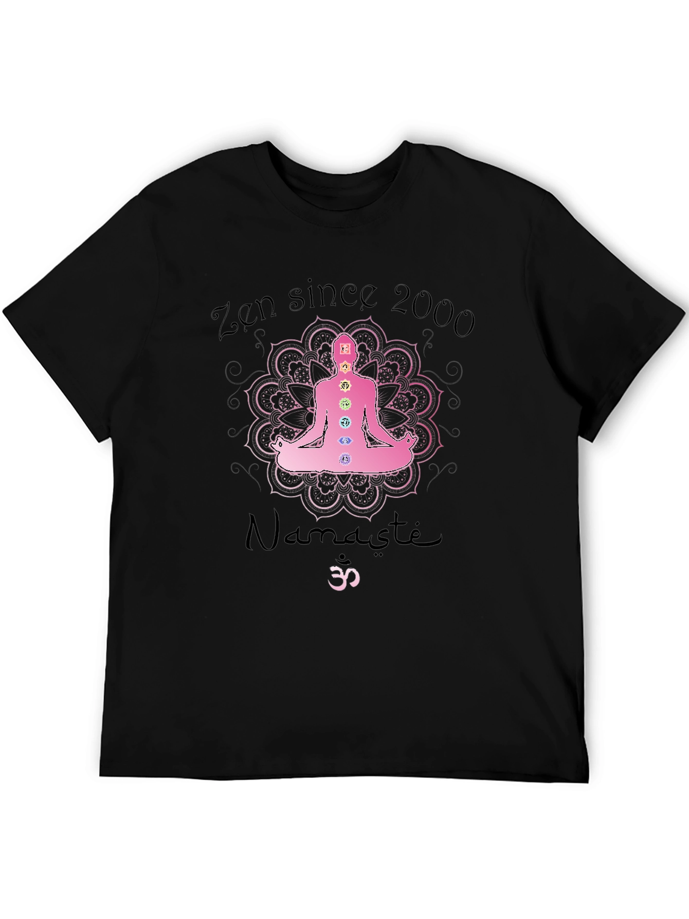 Zen Since 2000 Chakra Mandala Namaste Black T-Shirt