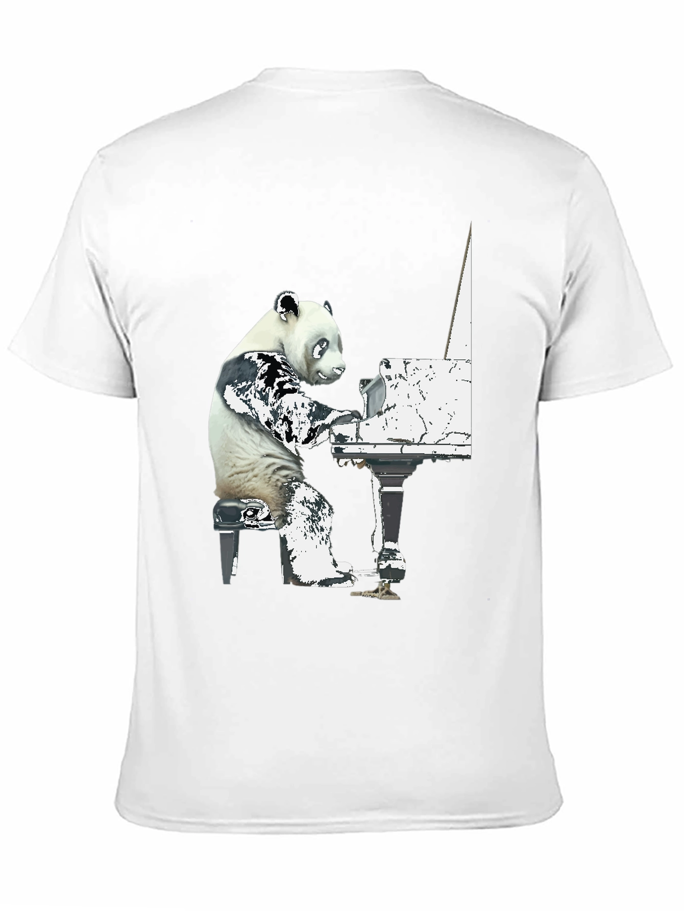 Panda Pianist Graphic Tee - Black Cotton Blend
