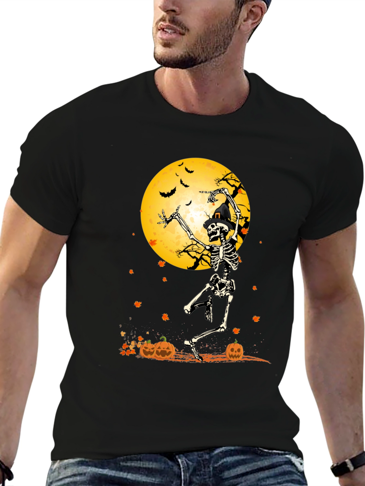 Halloween Skeleton Moon T-Shirt