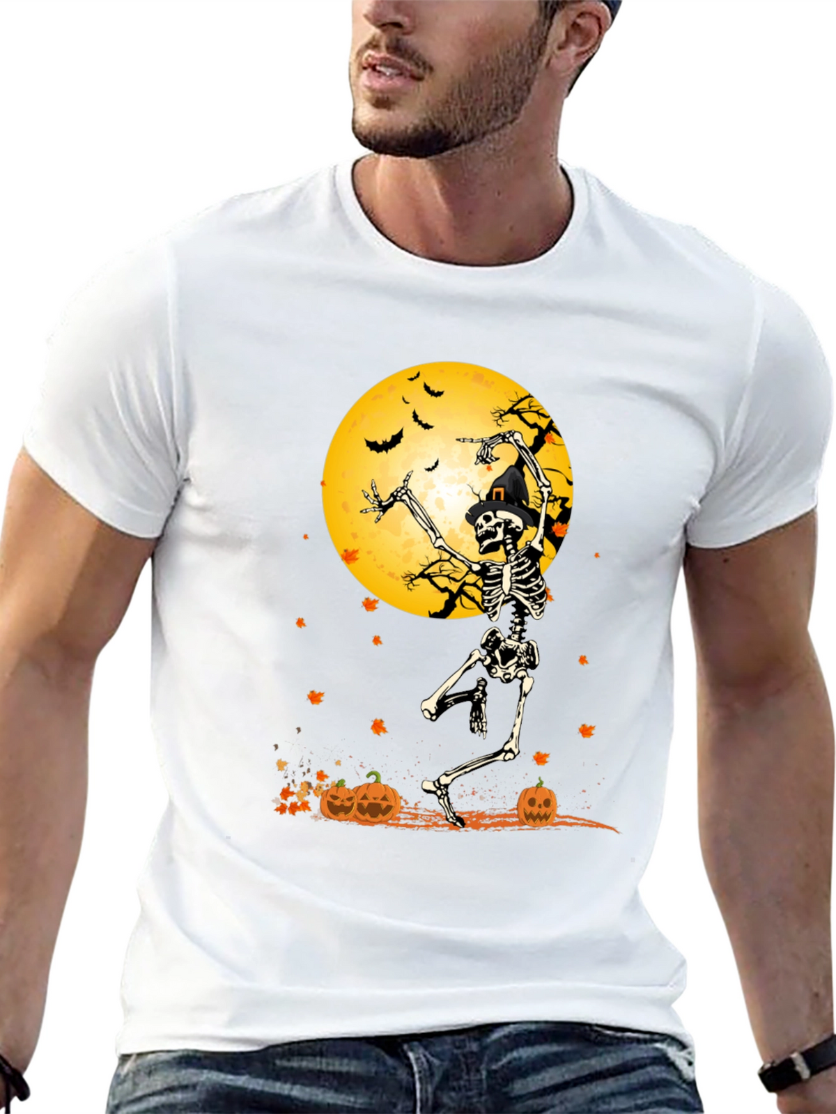 Halloween Skeleton Moon T-Shirt