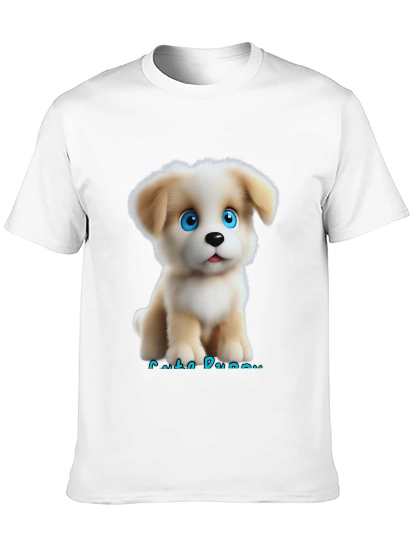 Cute Puppy Graphic Black T-Shirt for Men