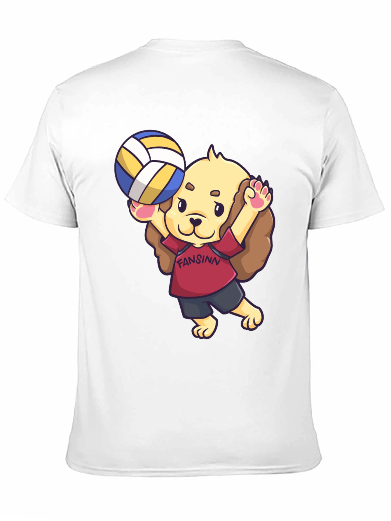 Dog Volleyball Cartoon Black T-Shirt