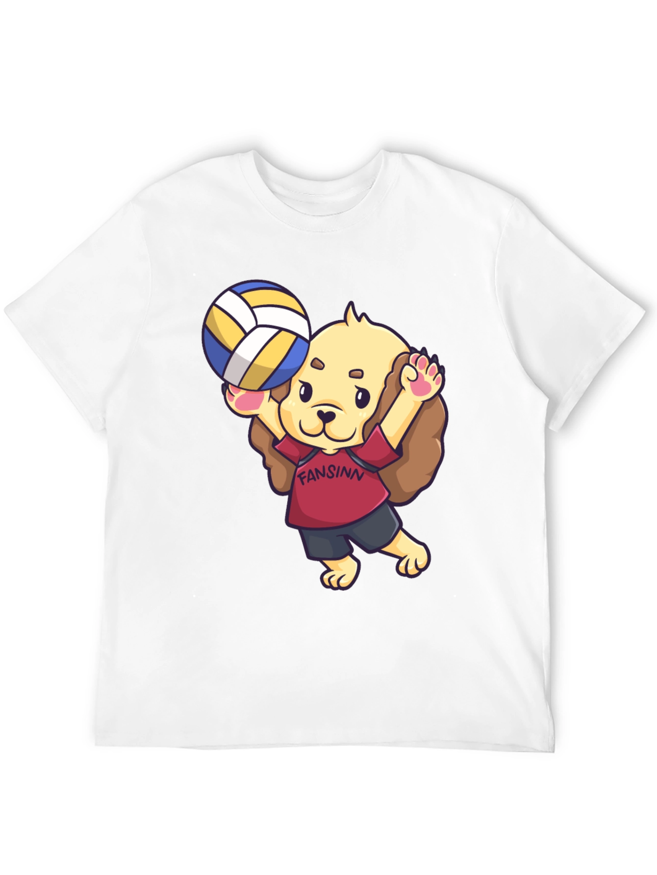 Dog Volleyball Cartoon Black T-Shirt