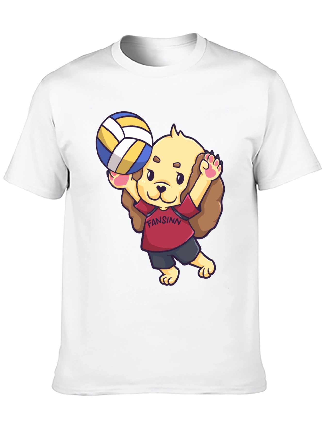 Dog Volleyball Cartoon Black T-Shirt
