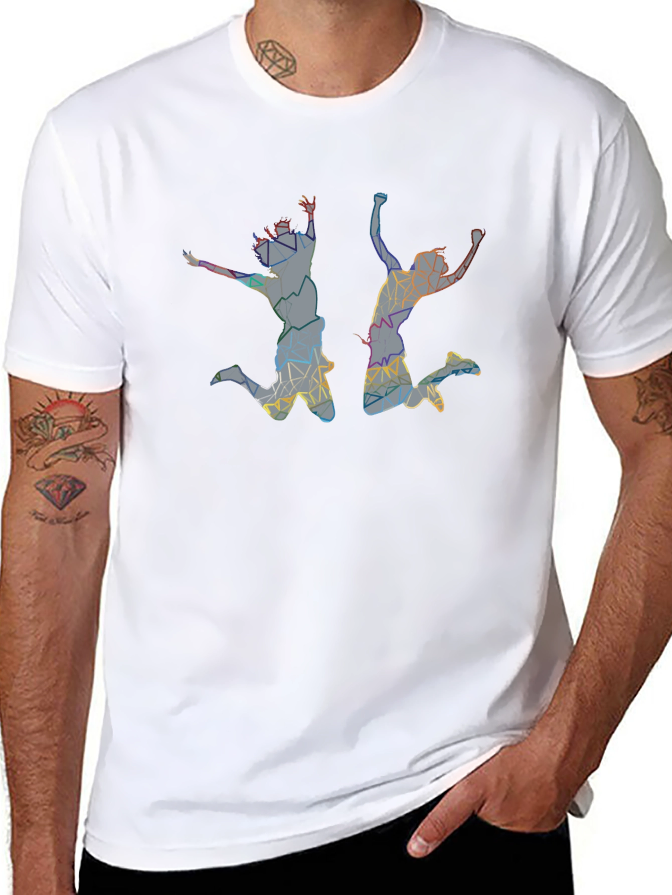 Abstract Jumping Silhouette Graphic Tee