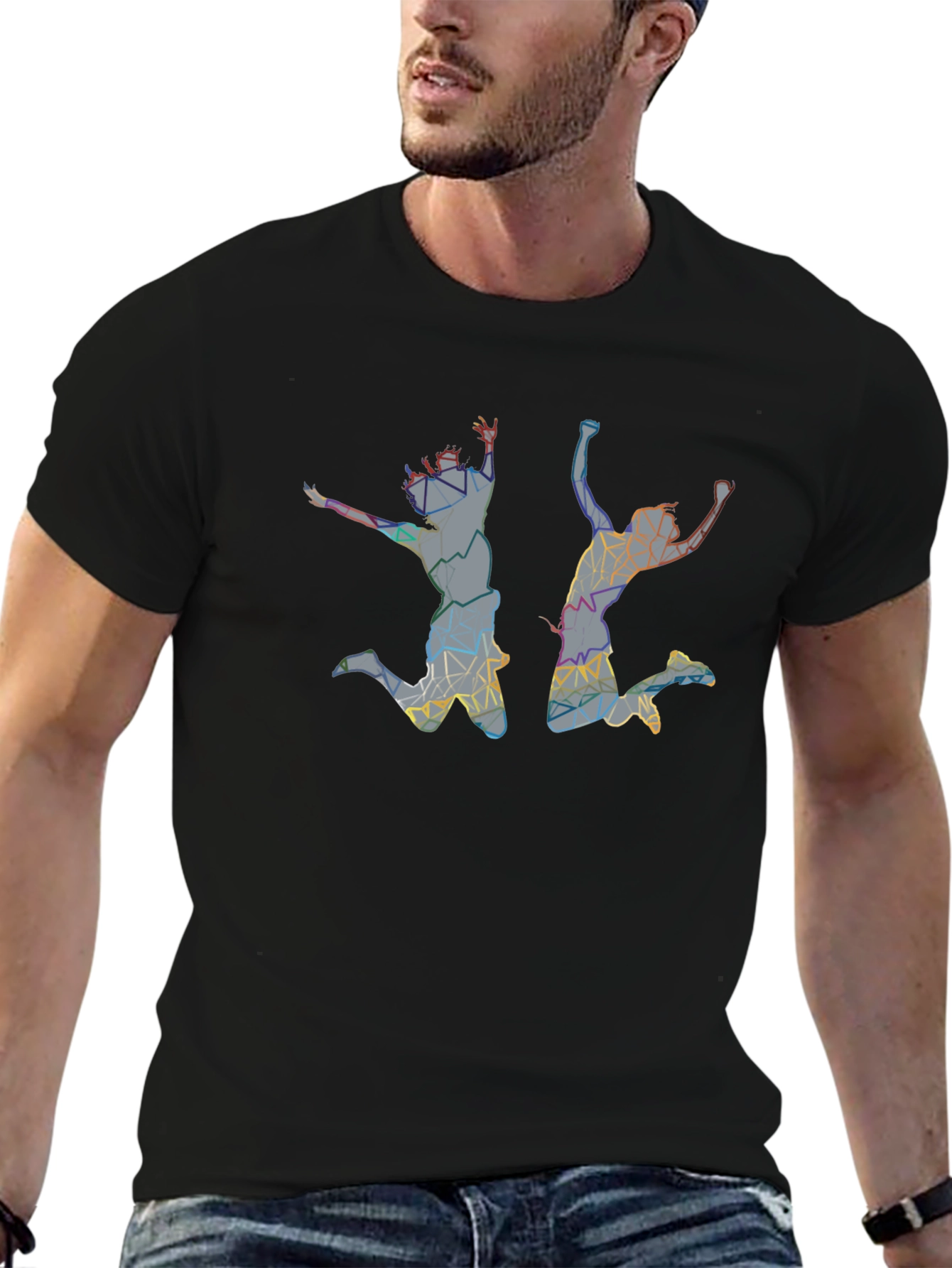 Abstract Jumping Silhouette Graphic Tee