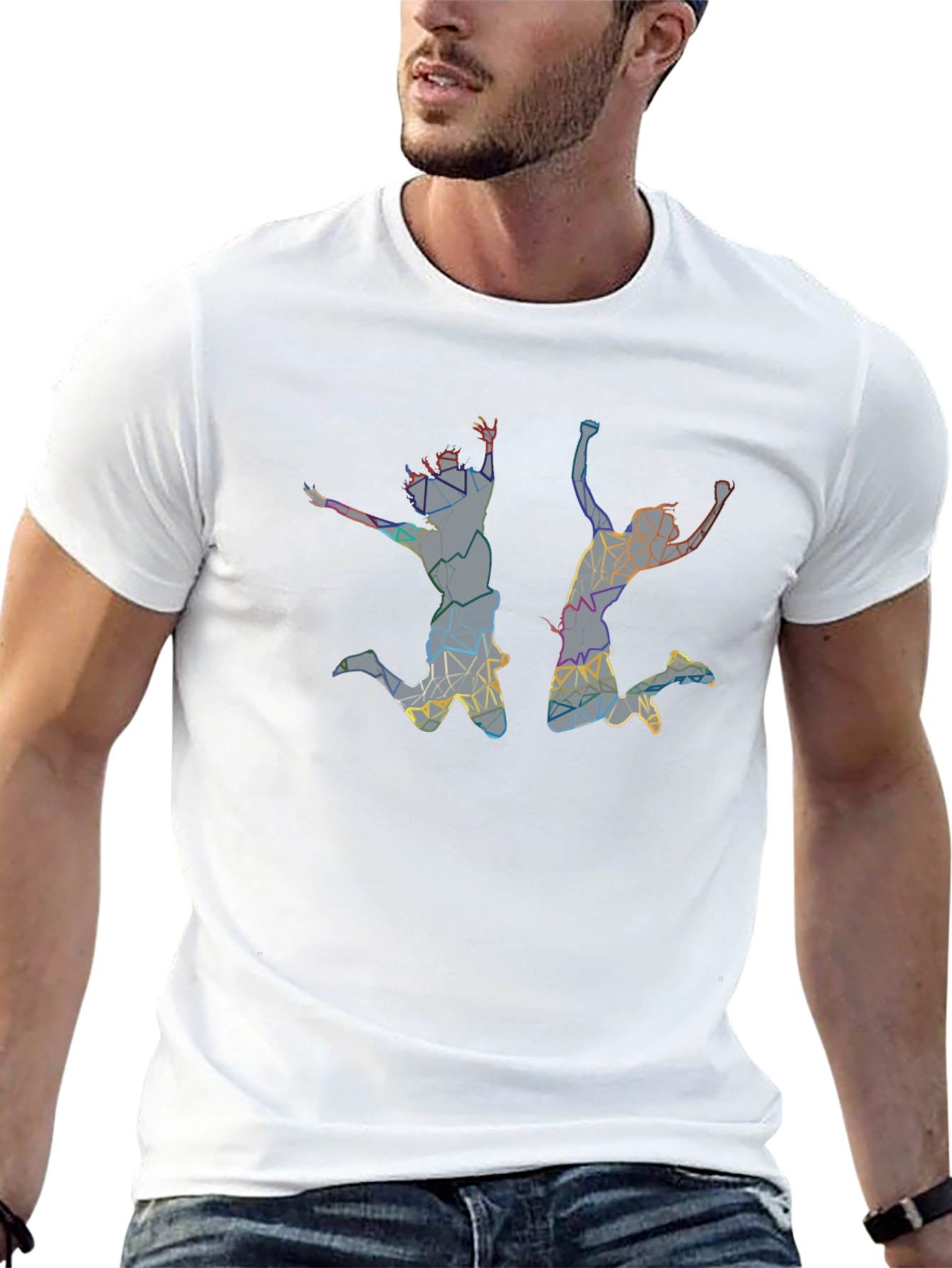 Abstract Jumping Silhouette Graphic Tee