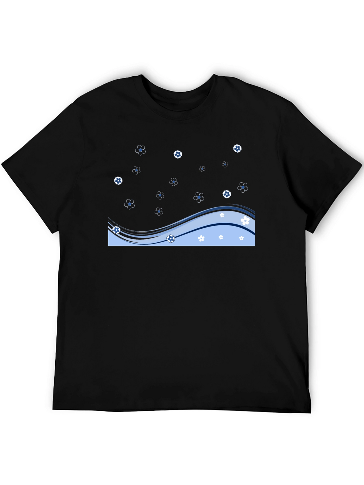 Black Floral Wave Graphic Tee