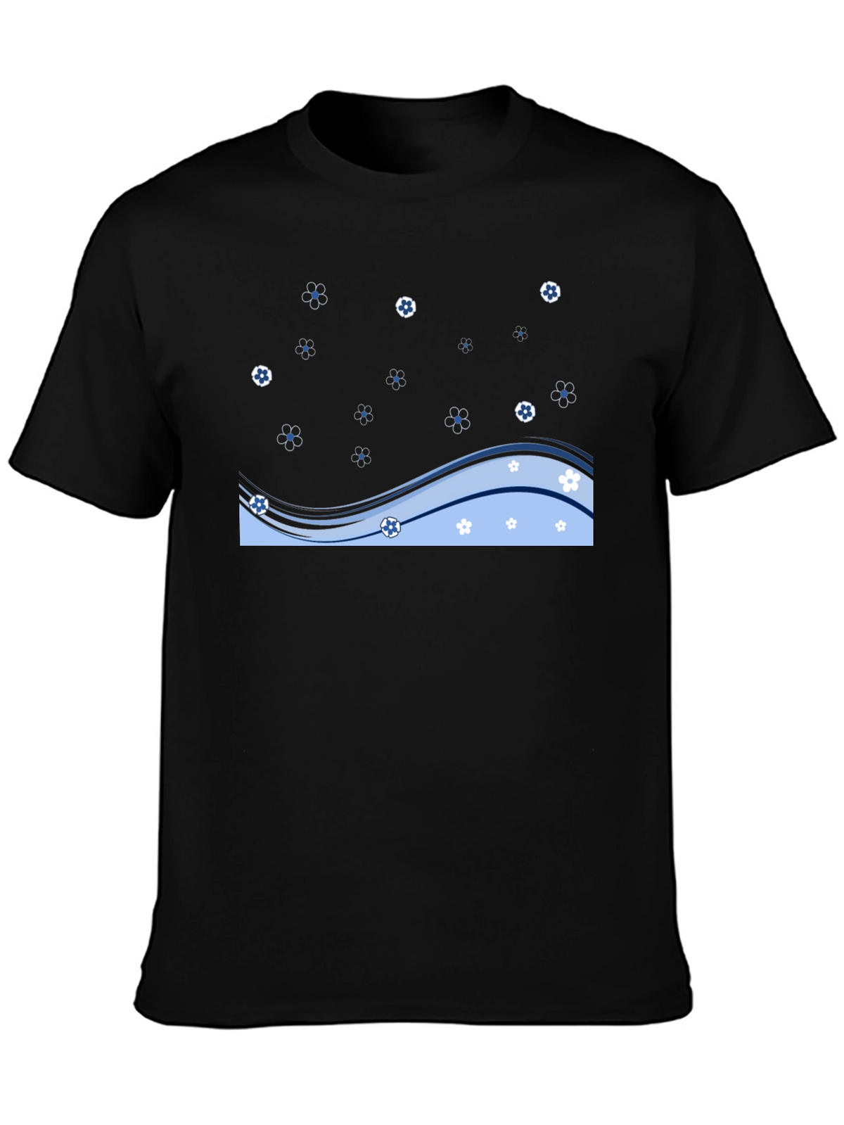 Black Floral Wave Graphic Tee