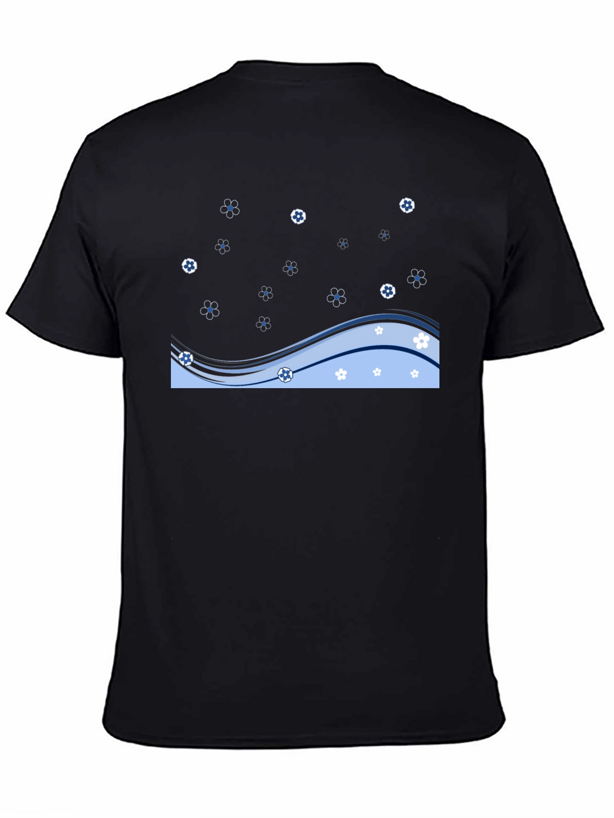 Black Floral Wave Graphic Tee