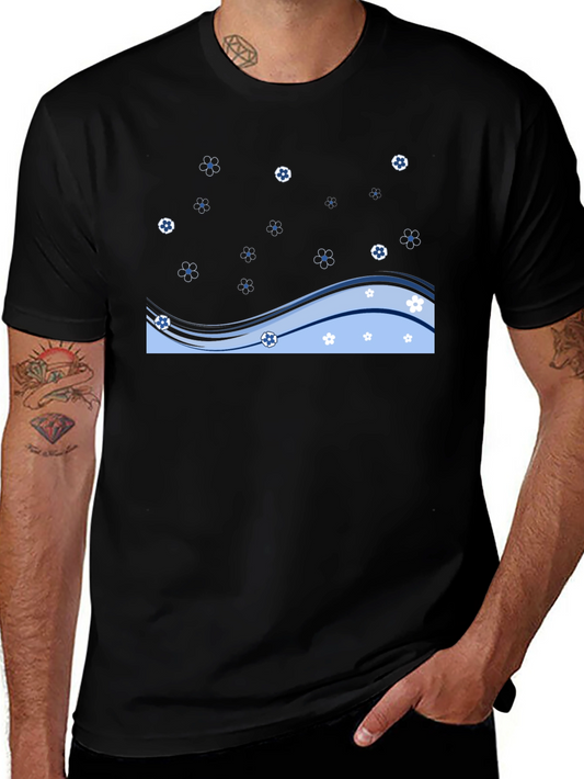 Black Floral Wave Graphic Tee