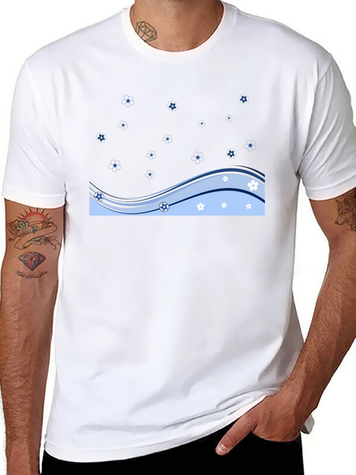 Black Floral Wave Graphic Tee