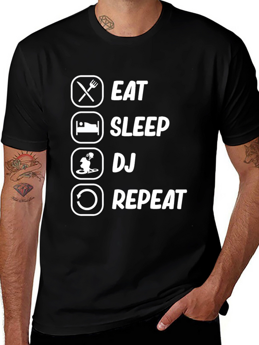 Eat Sleep DJ Repeat Black T-Shirt