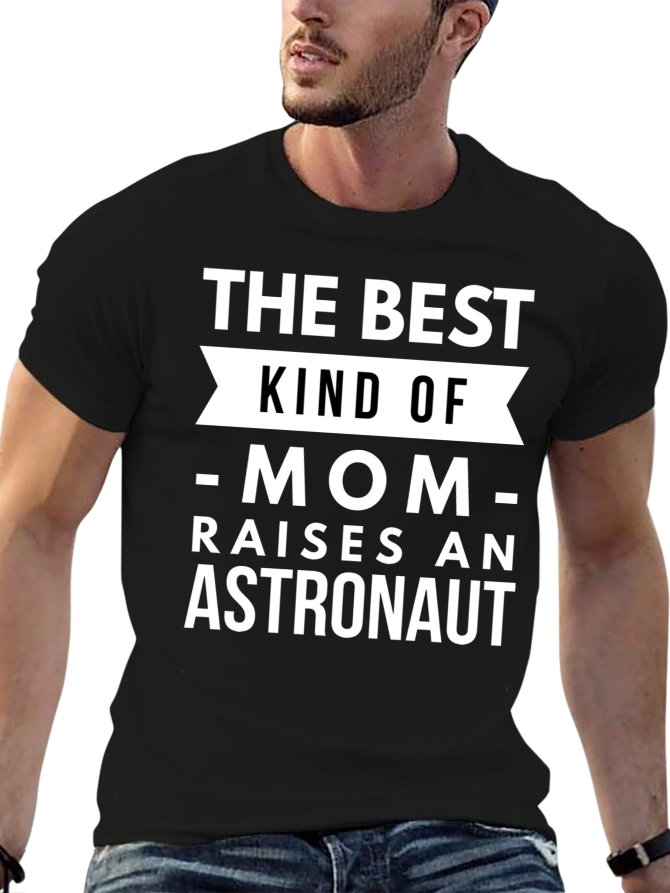 Best Mom Raises Astronaut T-Shirt - Unisex Black Tee
