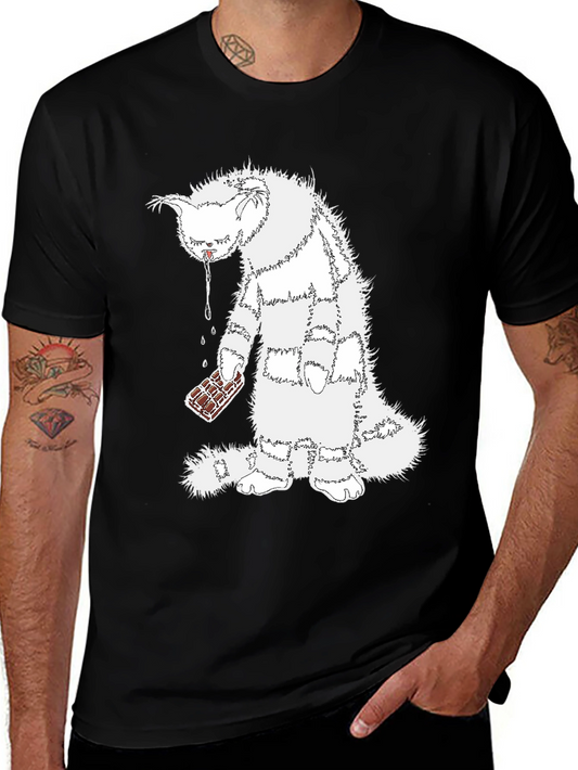 Funny Cat Chocolate T-Shirt - Unisex Black Tee